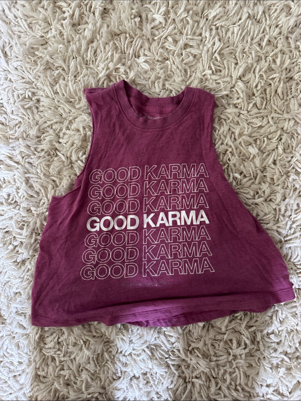 Spiritual Gangster Burgundy Good Karma Muscle Tank